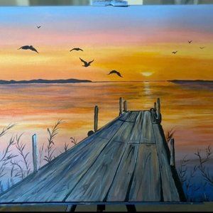 Sunset Dock Painting